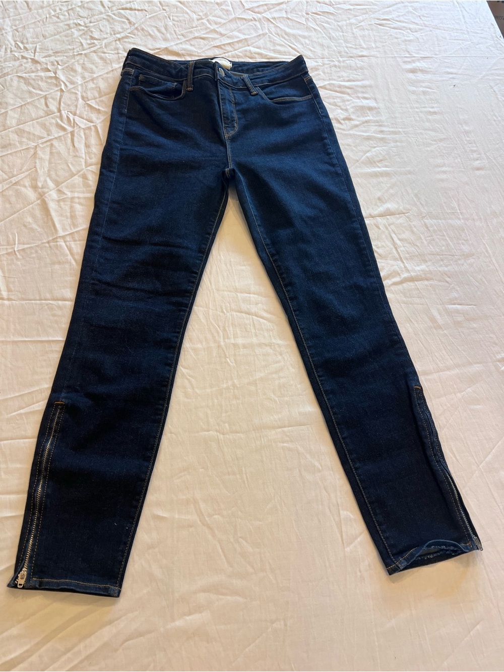 L'Agence Women’s Dark Wash Blue High Rise Skinny Jeans Slim Fit Zipper Ankle 29